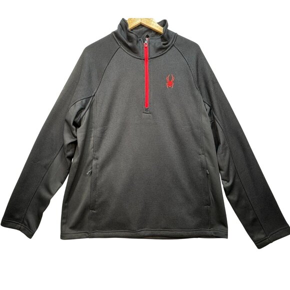Spyder Mens Fleece Outbound 1/4 Zip Sweater Jacket Size XL Black Mock Neck NWT - Picture 1 of 13